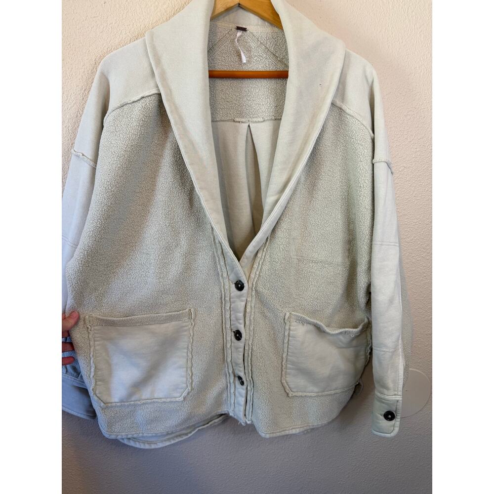 Free People Jordan Reversed Fleece Button Up Oversized Chunky Grandpa Cardigan M - Picture 4 of 15
